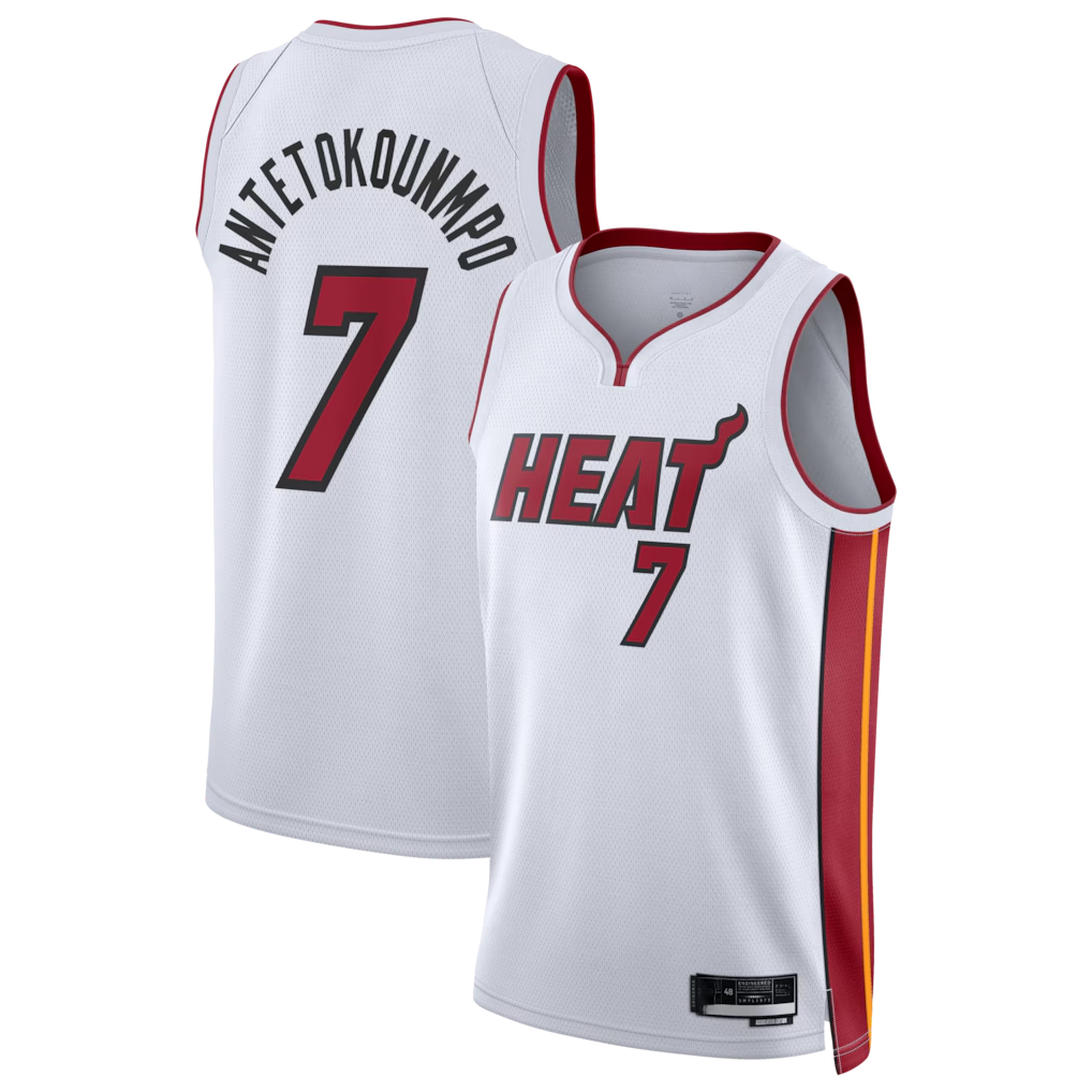 Punc M.Heat #7 Giannis Antetokounmpo White Swingman Jerseys - Association Edition