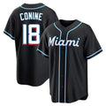 Punc M.Marlins #18 Griffin Conine Player Black Fashion Out Home Game Stitched Jerseys