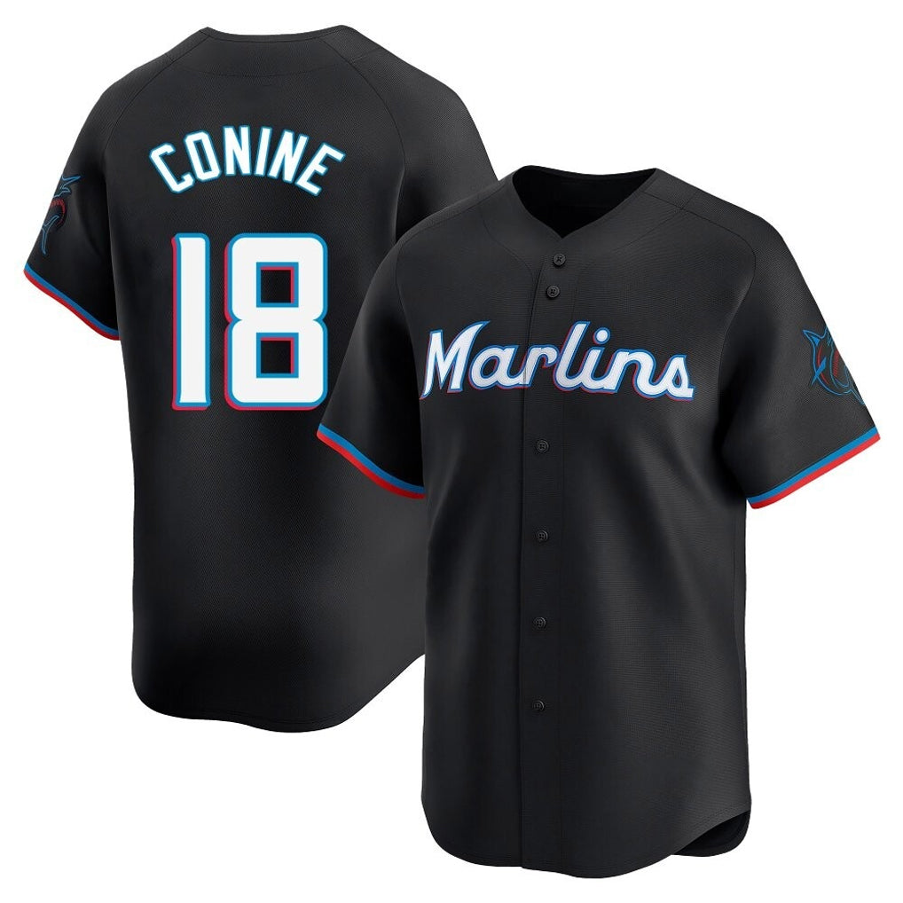 Punc M.Marlins #18 Griffin Conine Player Black Home Limited Stitched Jerseys