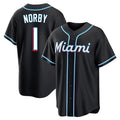 Punc M.Marlins #1 Connor Norby Player Black Fashion Out Home Game Stitched Jerseys