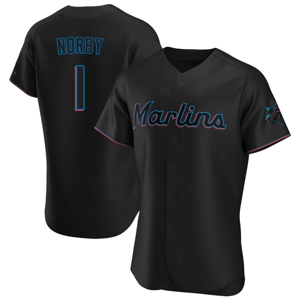 Punc M.Marlins #1 Connor Norby Player Black Home Limited Elite Stitched Jerseys