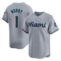 Punc M.Marlins #1 Connor Norby Player Gray Home Limited Stitched Jerseys