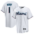Punc M.Marlins #1 Connor Norby Player White  Home Game Stitched Jerseys