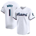 Punc M.Marlins #1 Connor Norby Player White Home Limited Stitched Jerseys