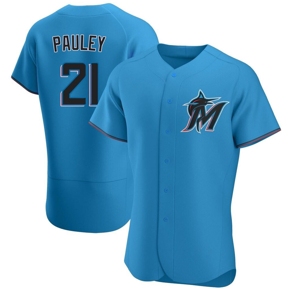 Punc M.Marlins #21 Graham Pauley Player Blue Home Limited Elite Stitched Jerseys