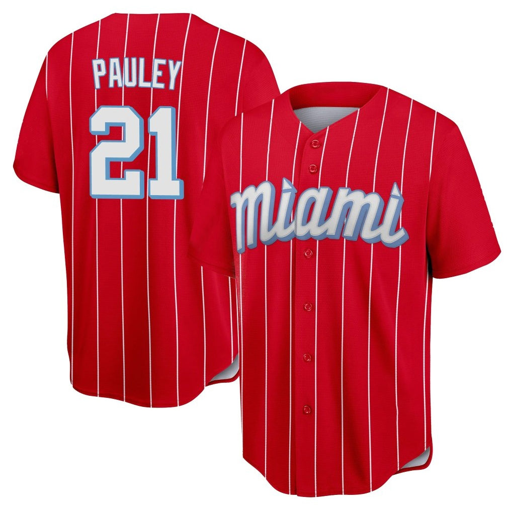Punc M.Marlins #21 Graham Pauley Player Red City Connect Home Game Stitched Jerseys