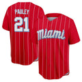 Punc M.Marlins #21 Graham Pauley Player Red City Connect Home Game Stitched Jerseys
