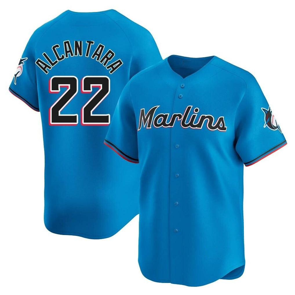 Punc M.Marlins #22 Sandy Alcantara Player Blue Home Limited Stitched Jerseys