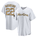 Punc M.Marlins #22 Sandy Alcantara Player Gold Home Game Stitched Jerseys