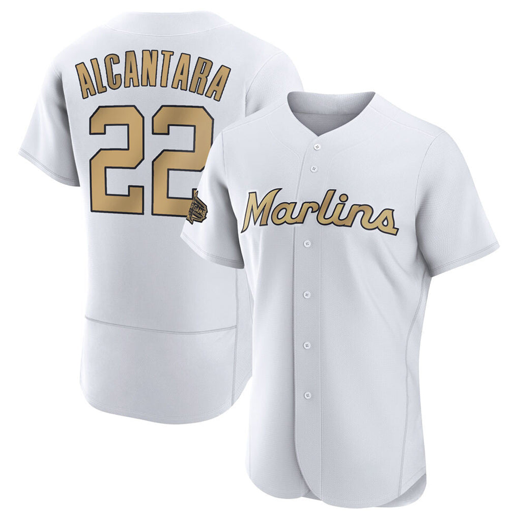 Punc M.Marlins #22 Sandy Alcantara Player Gold  Home Limited Elite Stitched Jerseys