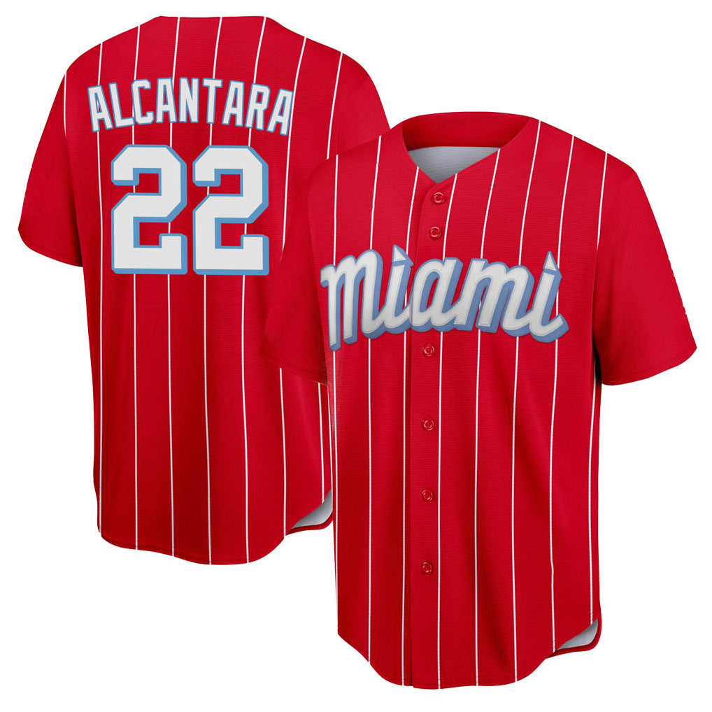 Punc M.Marlins #22 Sandy Alcantara Player Red City Connect Home Game Stitched Jerseys