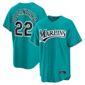 Punc M.Marlins #22 Sandy Alcantara Player Teal  Home Game Stitched Jerseys