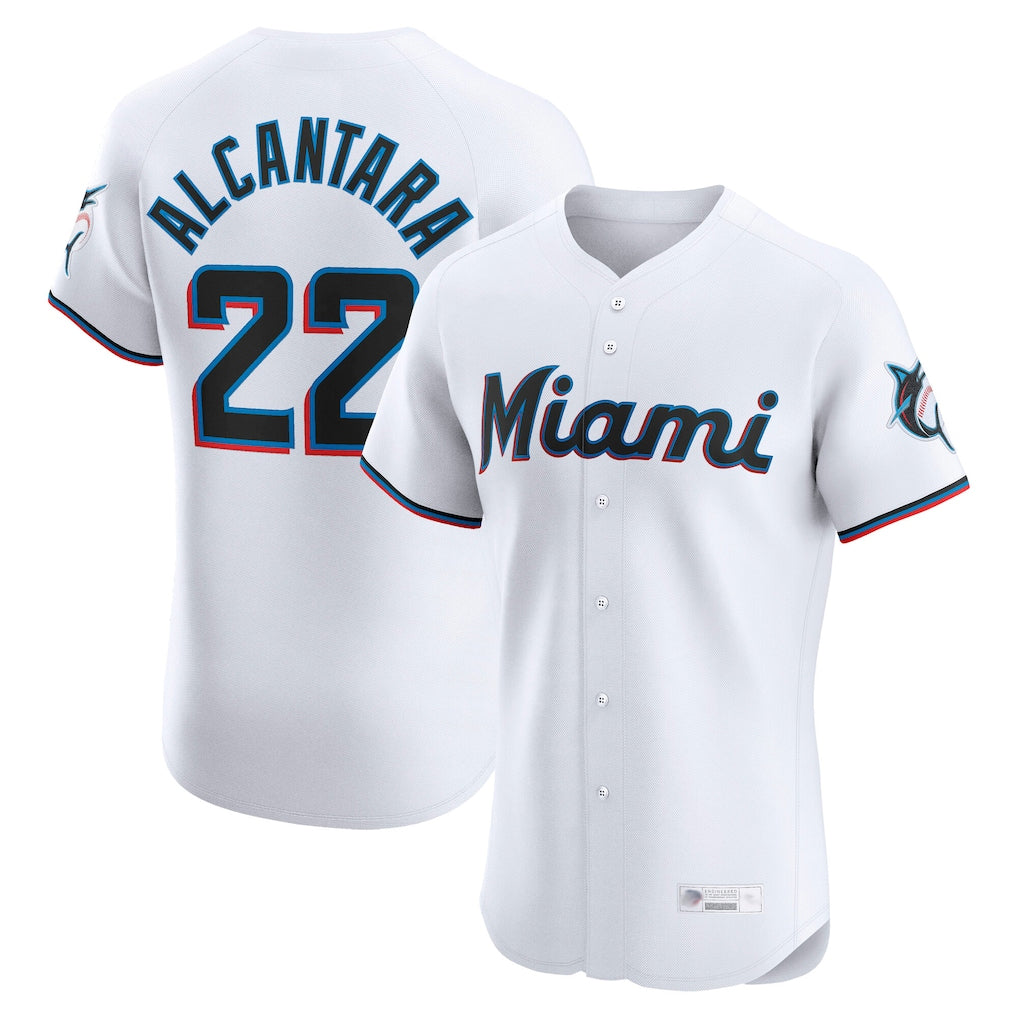 Punc M.Marlins #22 Sandy Alcantara Player White  Home Limited Elite Stitched Jerseys