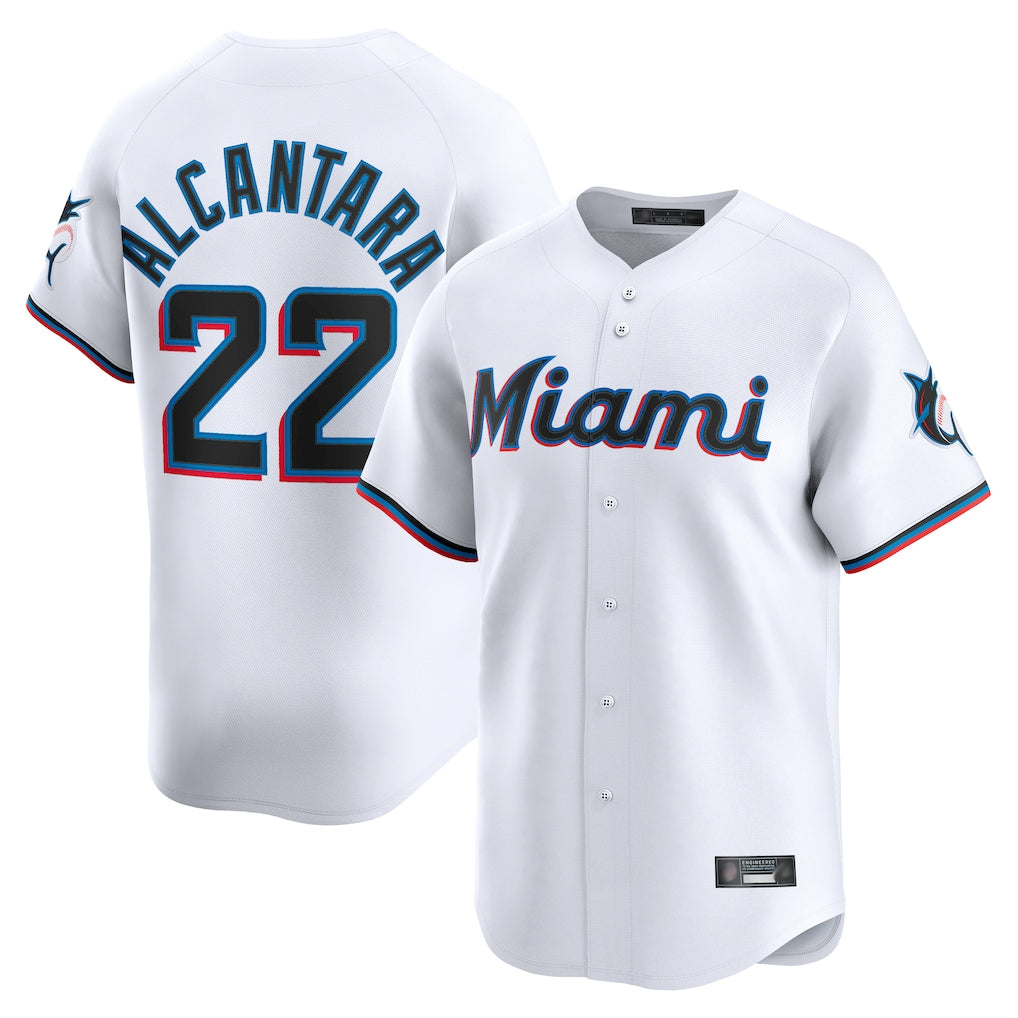 Punc M.Marlins #22 Sandy Alcantara Player White Home Limited Stitched Jerseys