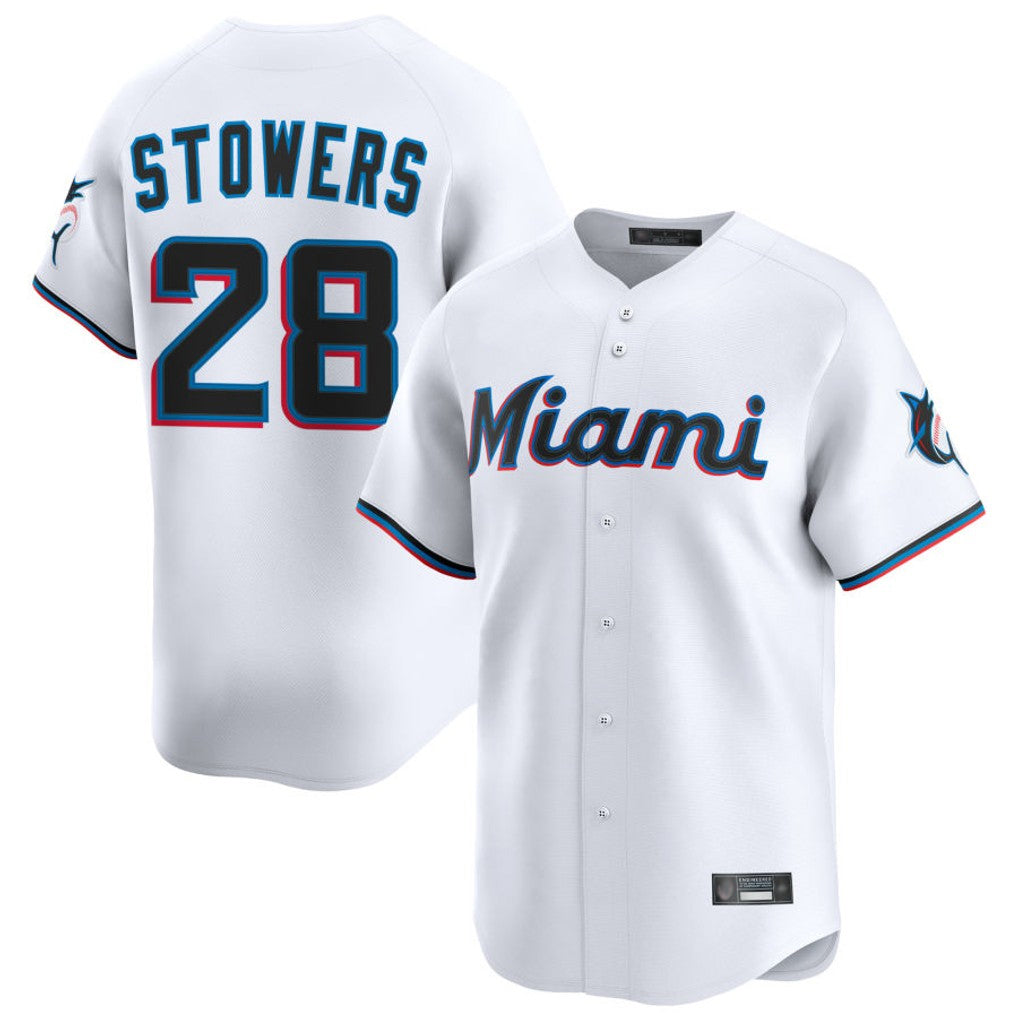 Punc M.Marlins #28 Kyle Stowers Player White  Home Limited Stitched Jerseys