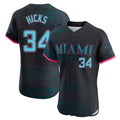 Punc M.Marlins #34 Liam Hicks Player Black City Connect Home Limited Elite Stitched Jerseys
