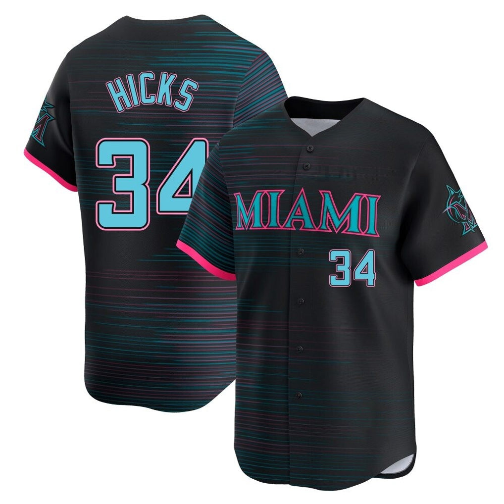 Punc M.Marlins #34 Liam Hicks Player Black City Connect Home Limited Stitched Jerseys