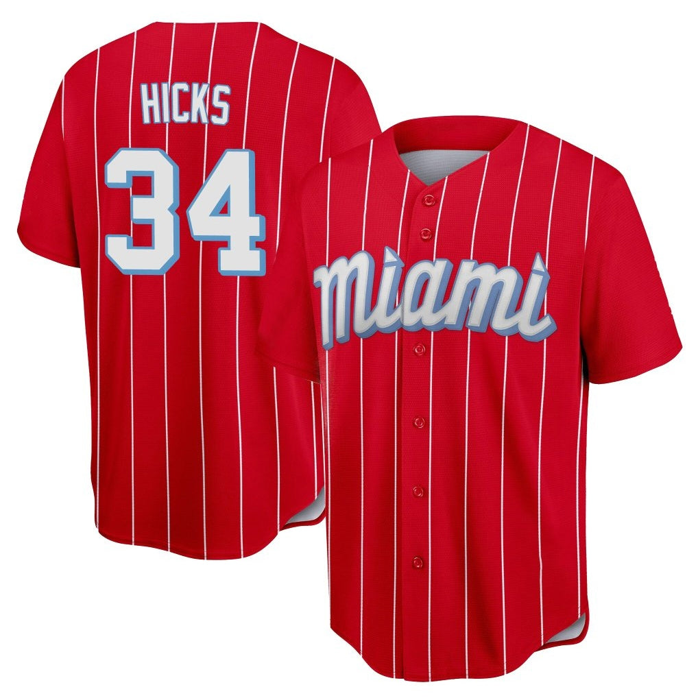 Punc M.Marlins #34 Liam Hicks Player Red City Connect Home Game Stitched Jerseys