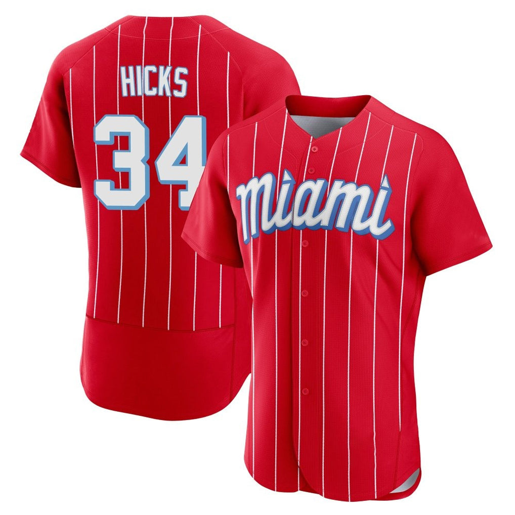 Punc M.Marlins #34 Liam Hicks Player Red City Connect Home Limited Elite Stitched Jerseys