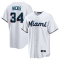 Punc M.Marlins #34 Liam Hicks Player White  Home Game Stitched Jerseys