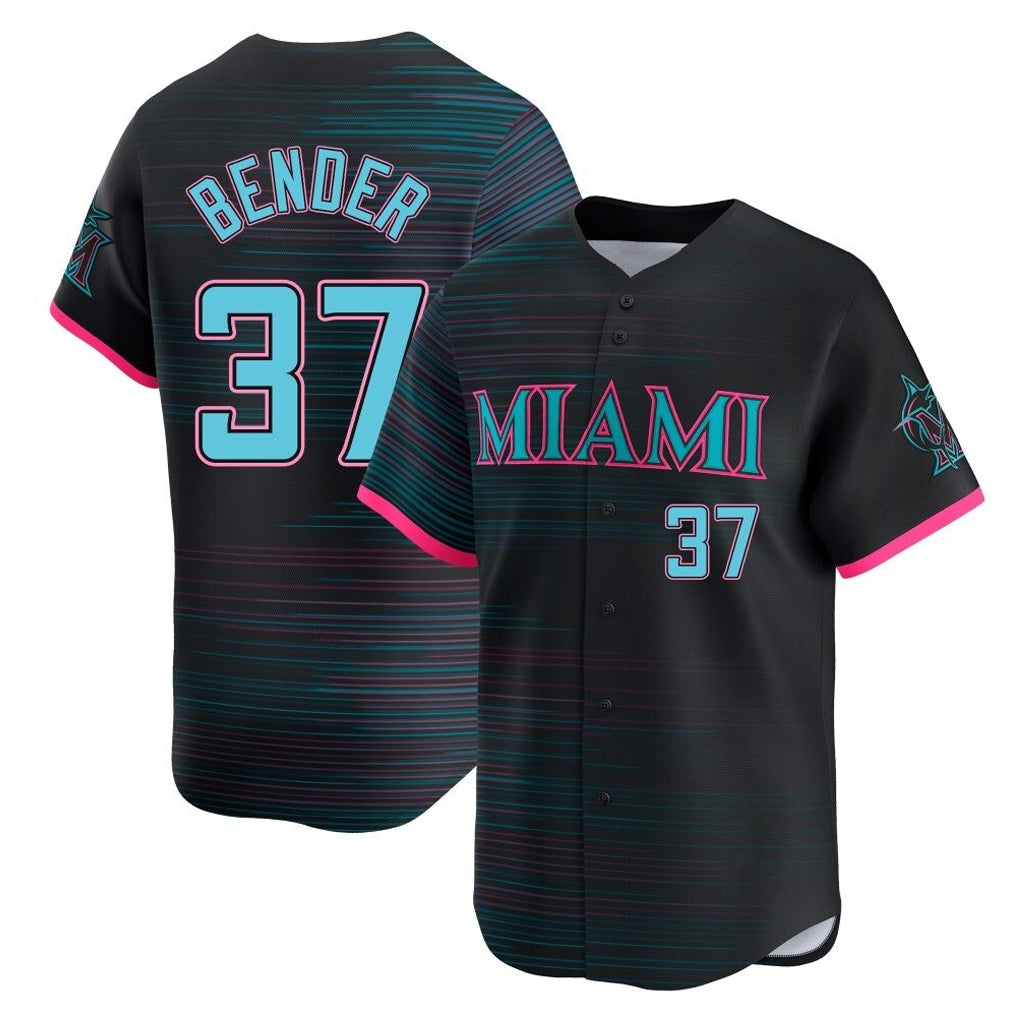 Punc M.Marlins #37 Anthony Bender Player Black City Connect Home Limited Stitched Jerseys