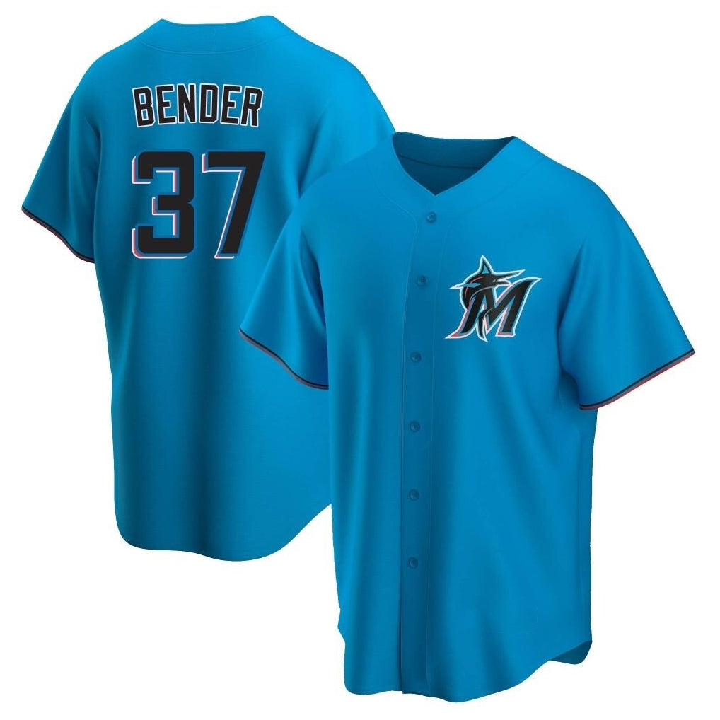 Punc M.Marlins #37 Anthony Bender Player Blue Home Game Stitched Jerseys