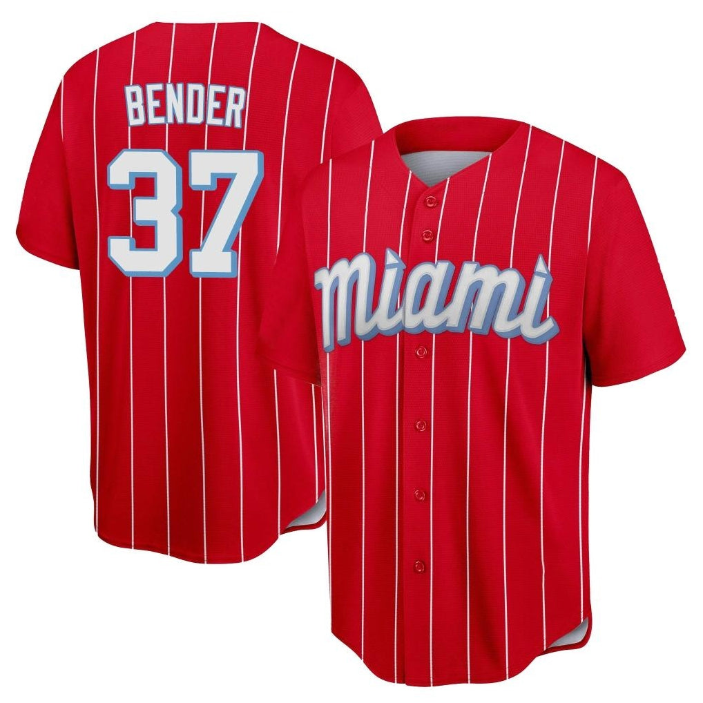 Punc M.Marlins #37 Anthony Bender Player Red City Connect Home Game Stitched Jerseys