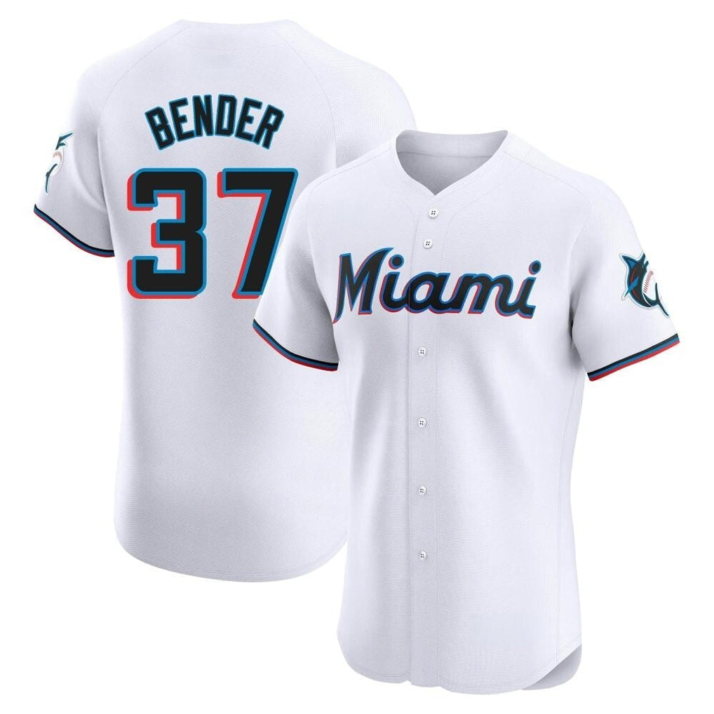Punc M.Marlins #37 Anthony Bender Player White  Home Limited Elite Stitched Jerseys