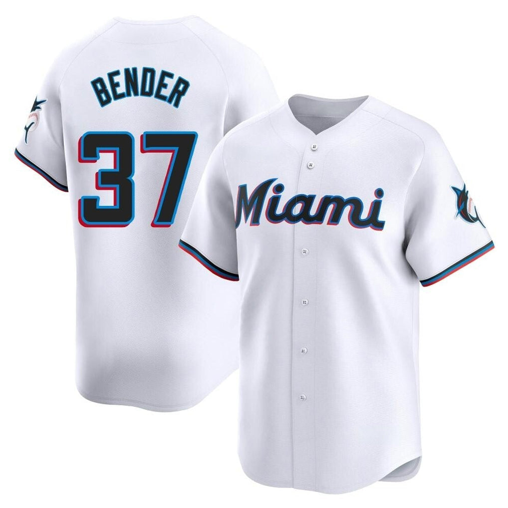 Punc M.Marlins #37 Anthony Bender Player White  Home Limited Stitched Jerseys
