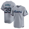 Punc M.Marlins #39 Eury Perez Player Gray Home Limited Stitched Jerseys