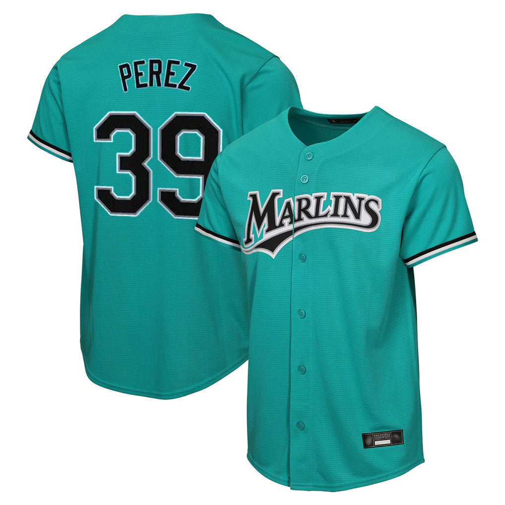 Punc M.Marlins #39 Eury Perez Player Teal Home Game Stitched Jerseys