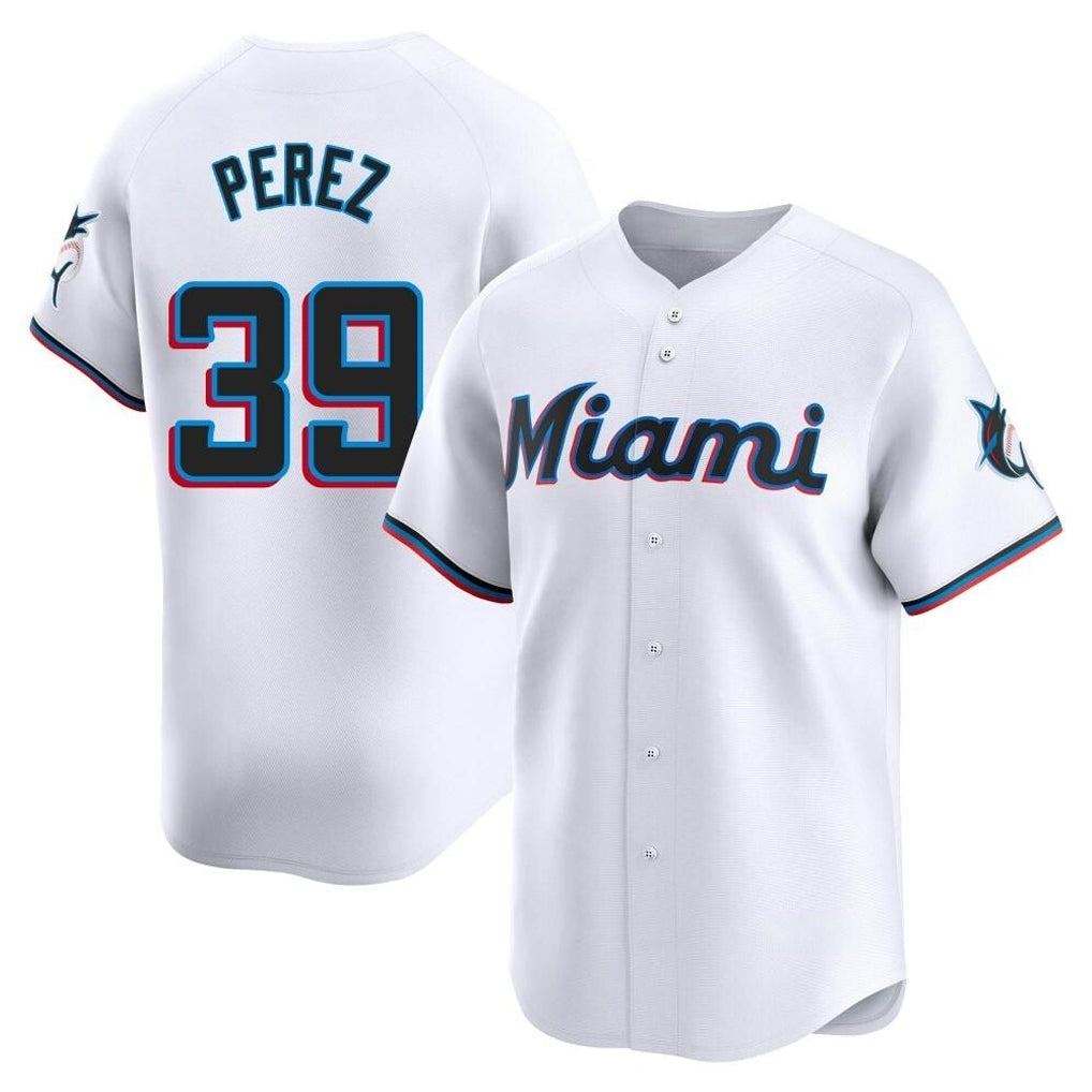Punc M.Marlins #39 Eury Perez Player White  Home Limited Stitched Jerseys