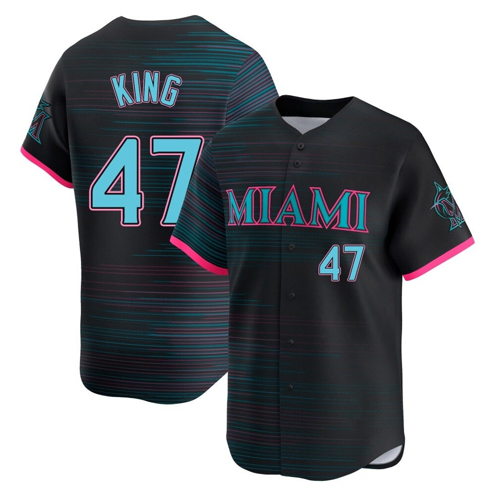 Punc M.Marlins #47 John King Player Black City Connect Home Limited Stitched Jerseys
