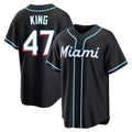 Punc M.Marlins #47 John King Player Black Fashion Out Home Game Stitched Jerseys