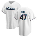 Punc M.Marlins #47 John King Player White  Home Game Stitched Jerseys