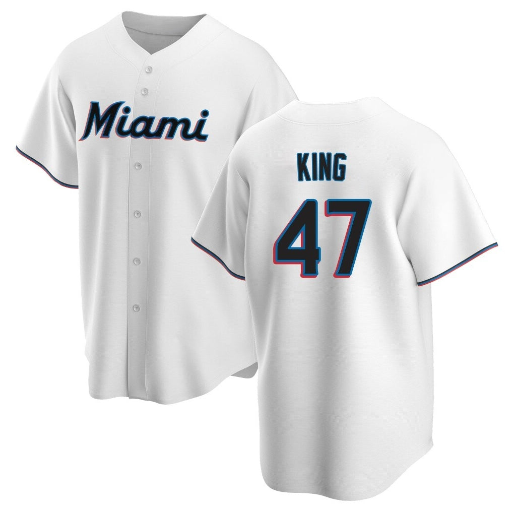 Punc M.Marlins #47 John King Player White  Home Game Stitched Jerseys
