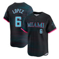 Punc M.Marlins #6 Otto Lopez Player Black City Connect Home Limited Stitched Jerseys