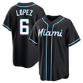 Punc M.Marlins #6 Otto Lopez Player Black Fashion Out Home Game Stitched Jerseys