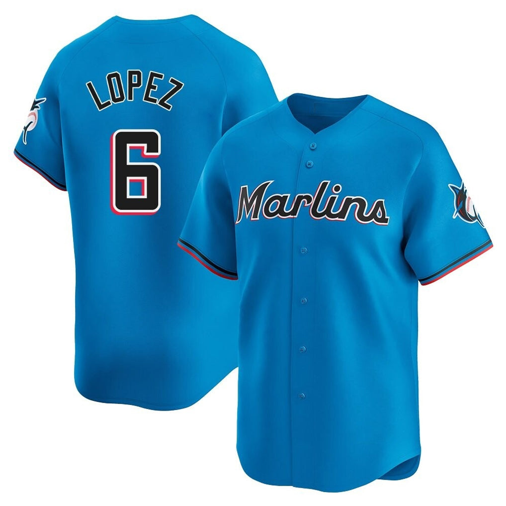 Punc M.Marlins #6 Otto Lopez Player Blue Home Limited Stitched Jerseys