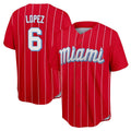Punc M.Marlins #6 Otto Lopez Player Red City Connect Home Game Stitched Jerseys