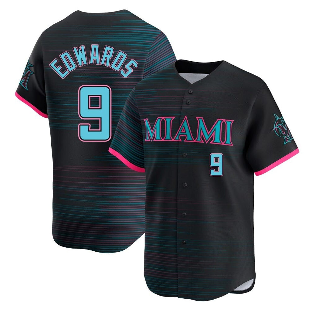 Punc M.Marlins #9 Xavier Edwards Player Black City Connect Home Limited Stitched Jerseys