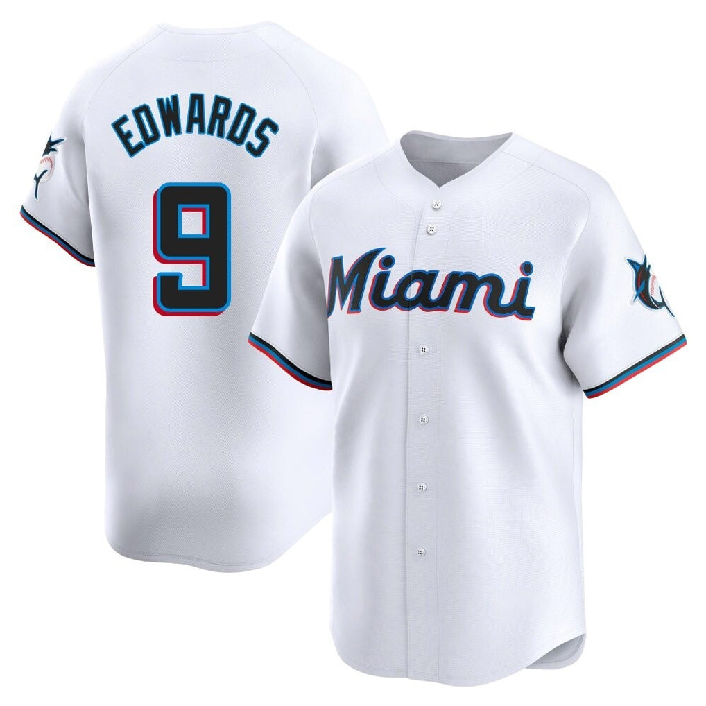 Punc M.Marlins #9 Xavier Edwards Player White  Home Limited Stitched Jerseys