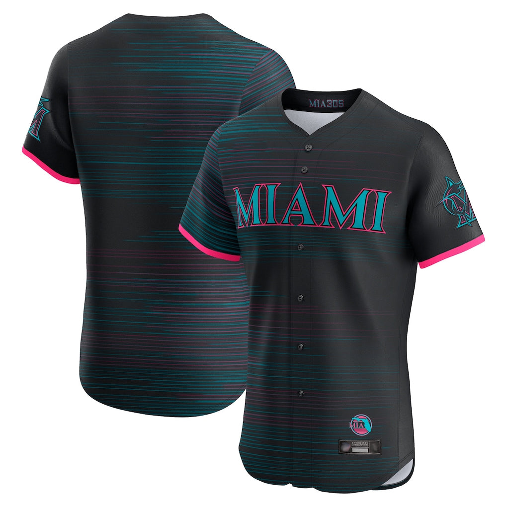 Punc M.Marlins Blank Player Black City Connect Home Limited Elite Stitched Jerseys