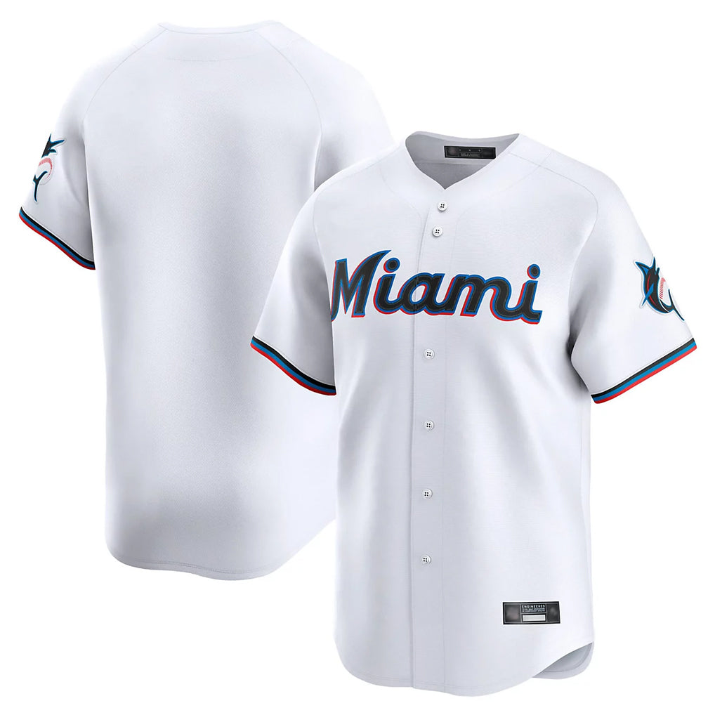 Punc M.Marlins Blank Player White Home Limited Stitched Jerseys