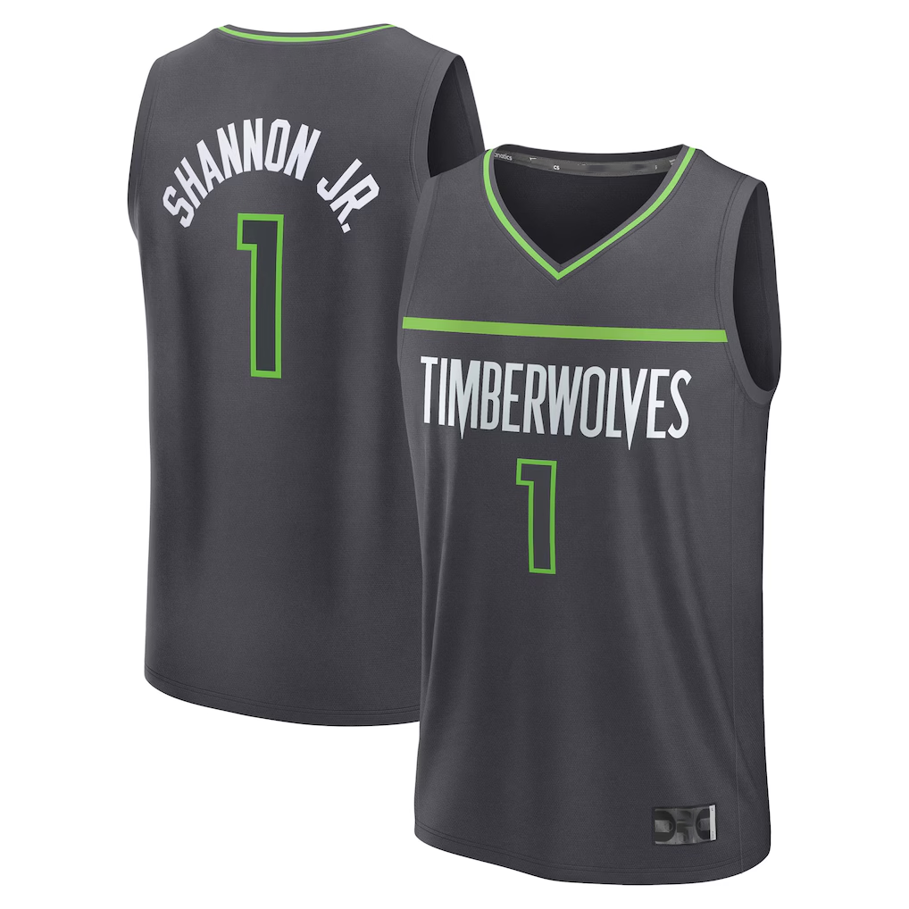 Punc M.Timberwolves #1 Terrence Shannon Jr. Anthracite Fast Break Replica Stitched Jerseys - Statement Edition