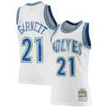 Punc M.Timberwolves #21 Kevin Garnett Mitchell & Ness White 1995-1996 Hardwood Classics Swingman Stitched Jerseys