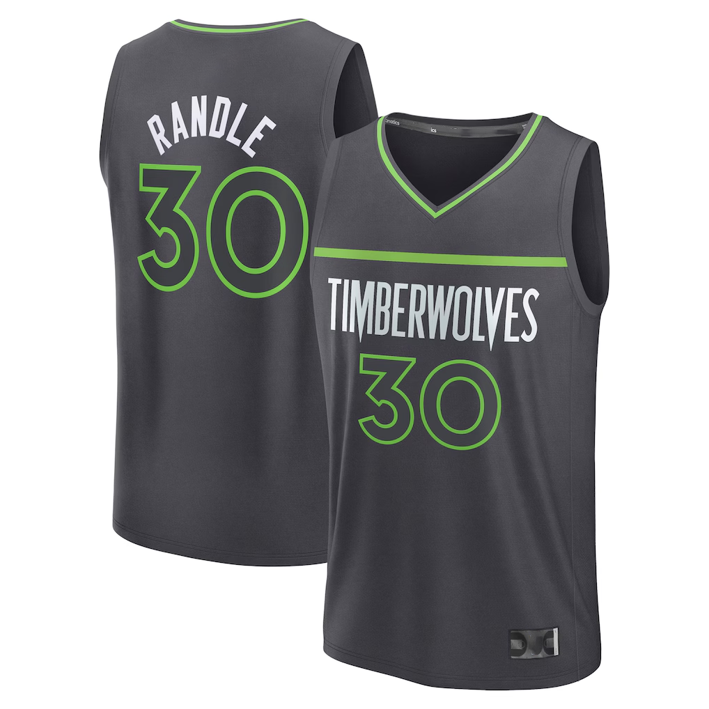 Punc M.Timberwolves #30 Julius Randle Charcoal Fast Break Replica Player Stitched Jerseys - Statement Edition