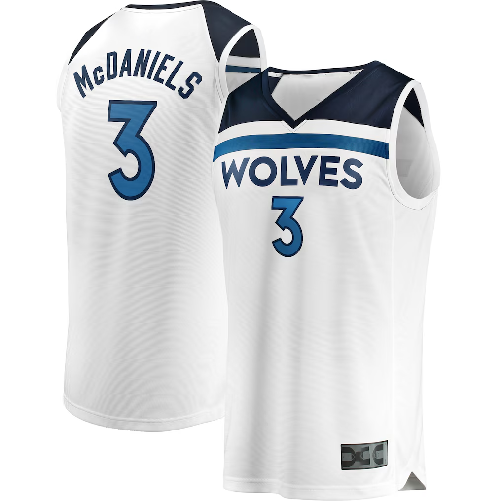Punc M.Timberwolves #3 Jaden McDaniels White Fast Break Replica Player Stitched Jerseys - Association Edition