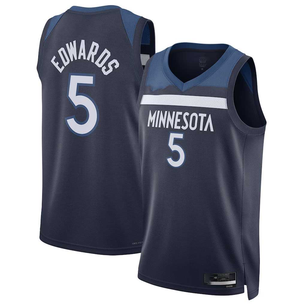 Punc M.Timberwolves #5 Anthony Edwards Navy Swingman Stitched Jerseys- Icon Edition
