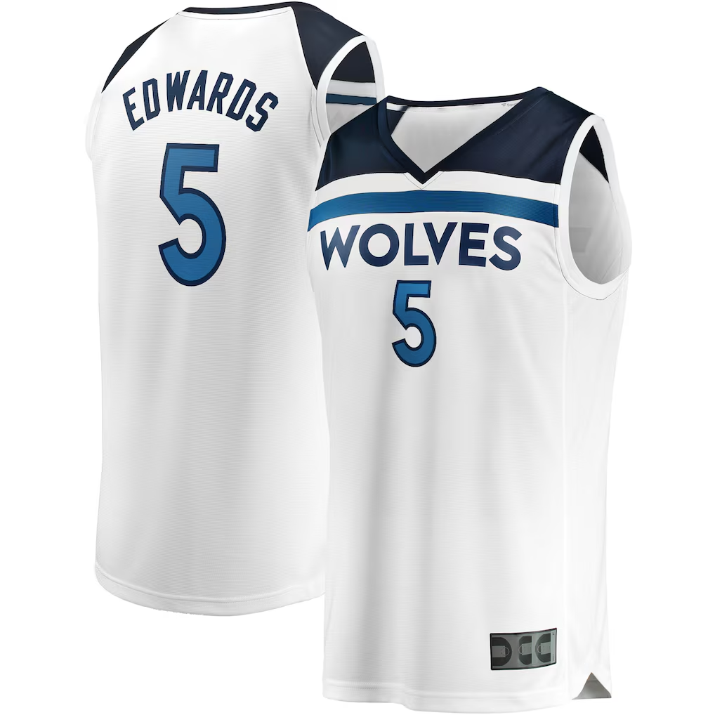Punc M.Timberwolves #5 Anthony Edwards White Fast Break Replica Player Stitched Jerseys - Association Edition